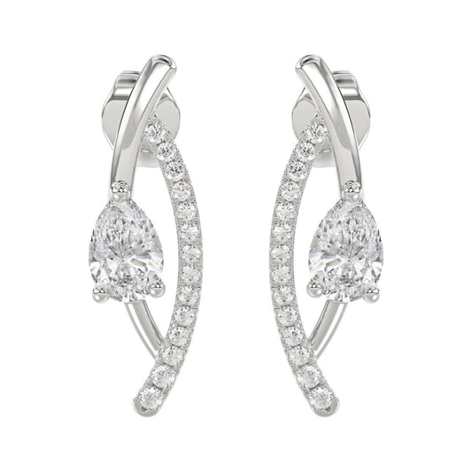 14K WHITE GOLD 1.00CT ROUND/PEAR DIAMOND LADIES EARRINGS