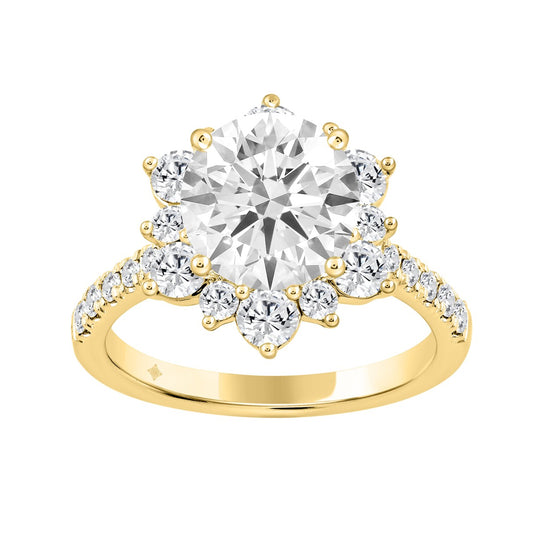 14K YELLOW GOLD 3.00CT ROUND DIAMOND LADIES RING (CENTER STONE ROUND DIAMOND 2CT)