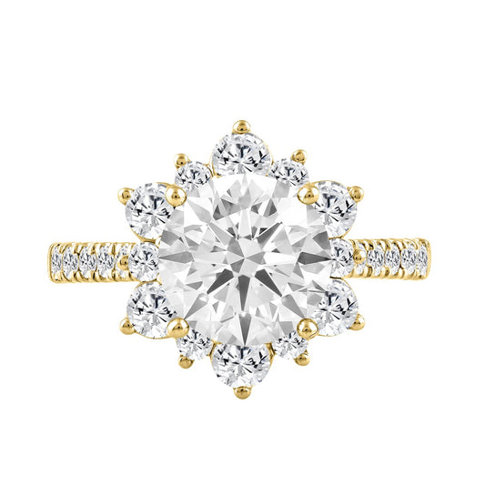 14K YELLOW GOLD 3.00CT ROUND DIAMOND LADIES RING (CENTER STONE ROUND DIAMOND 2CT)