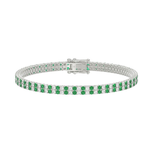 LADIES BRACELET 3CT ROUND/ROUND GREEN EMERALD DIAMOND 14K WHITE GOLD (ROUND GREEN EMERALD DIAMOND 2 3/4CT )