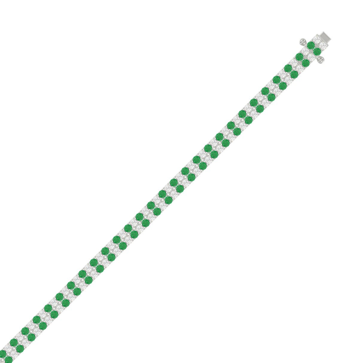 LADIES BRACELET 3CT ROUND/ROUND GREEN EMERALD DIAMOND 14K WHITE GOLD (ROUND GREEN EMERALD DIAMOND 2 3/4CT )
