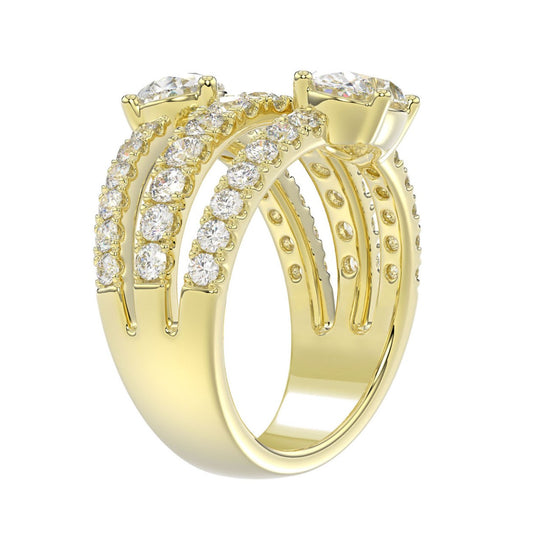 LADIES RING 3.00CT ROUND/PEAR/OVAL DIAMOND 14K YELLOW GOLD 