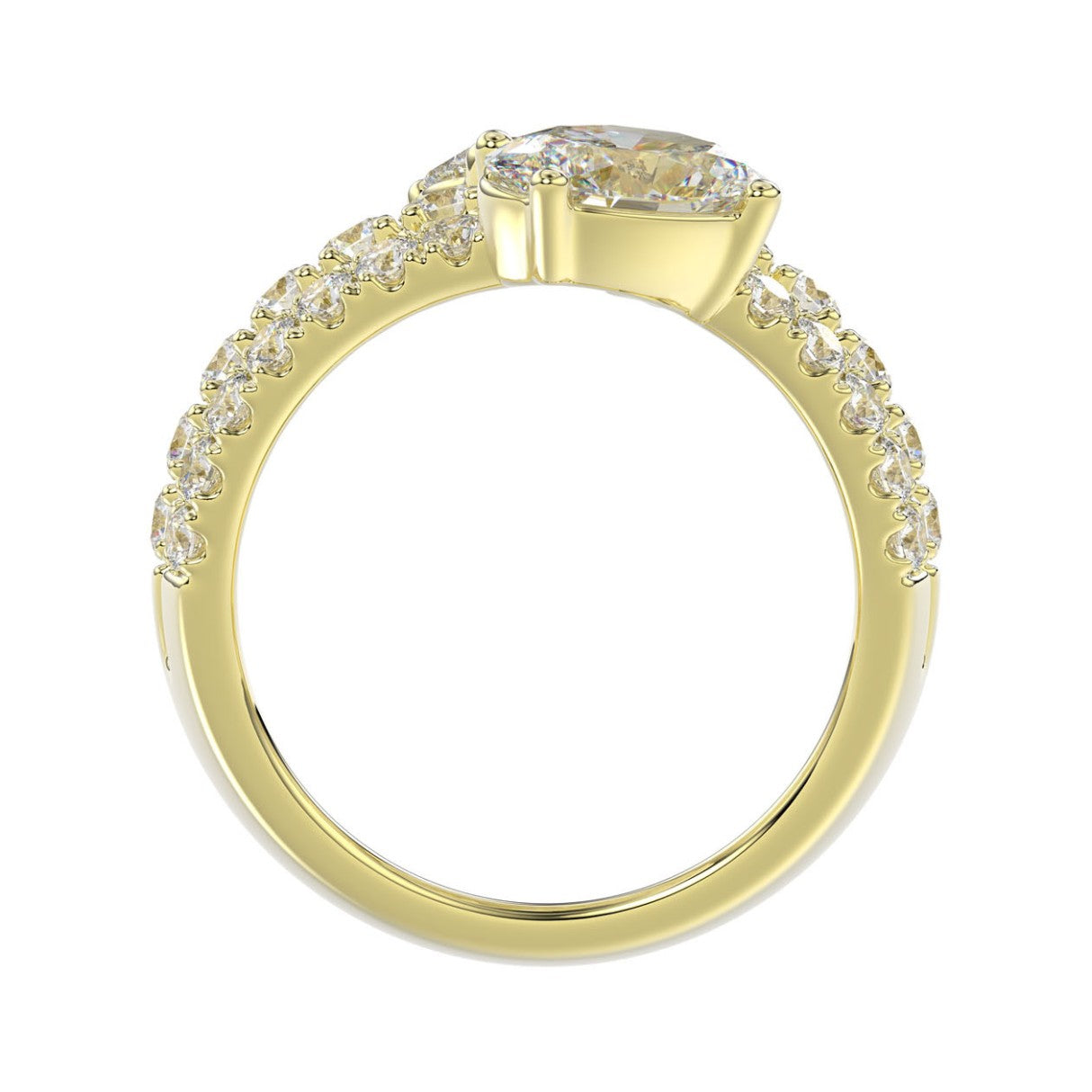 LADIES RING 3.00CT ROUND/PEAR/OVAL DIAMOND 14K YELLOW GOLD 