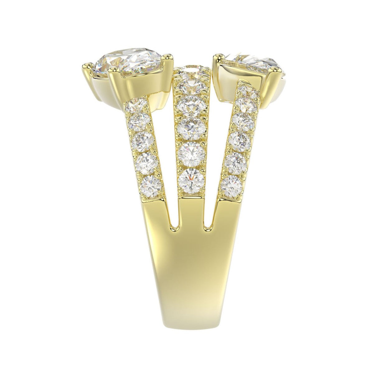 LADIES RING 3.00CT ROUND/PEAR/OVAL DIAMOND 14K YELLOW GOLD 