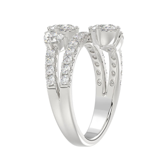 LADIES RING 2.00CT ROUND/OVAL/PEAR DIAMOND 14K WHITE GOLD 