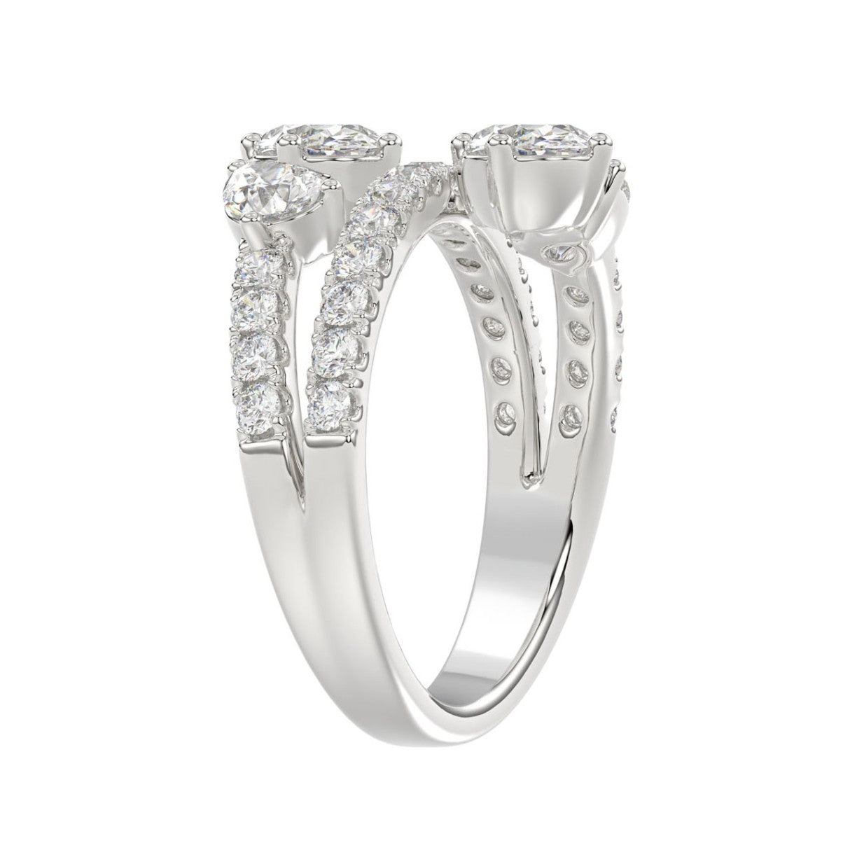 LADIES RING 2.00CT ROUND/OVAL/PEAR DIAMOND 14K WHITE GOLD 