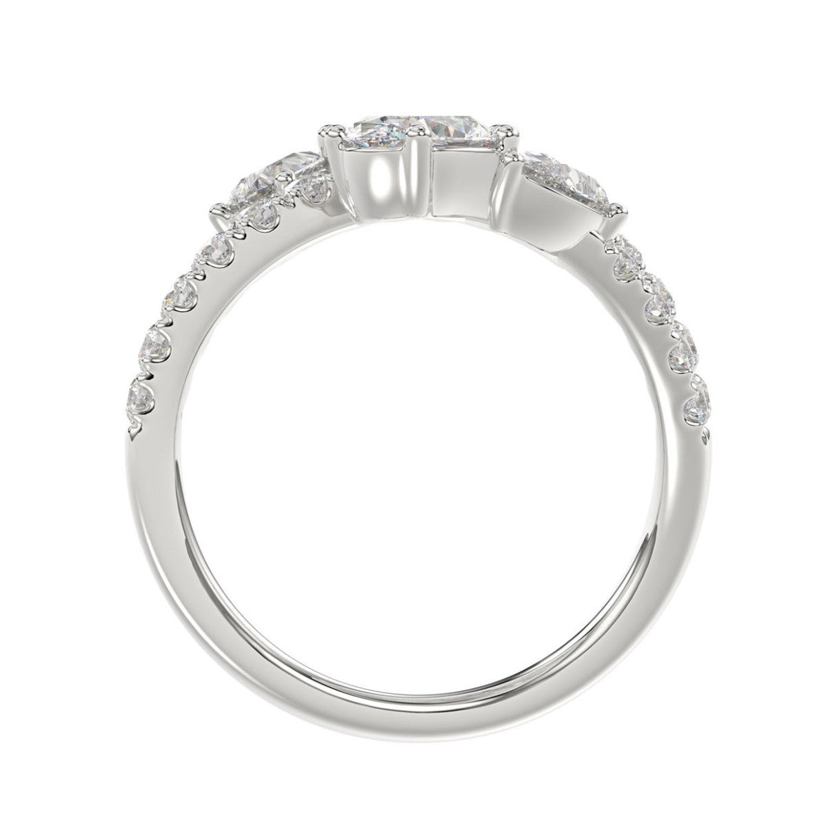 LADIES RING 2.00CT ROUND/OVAL/PEAR DIAMOND 14K WHITE GOLD 
