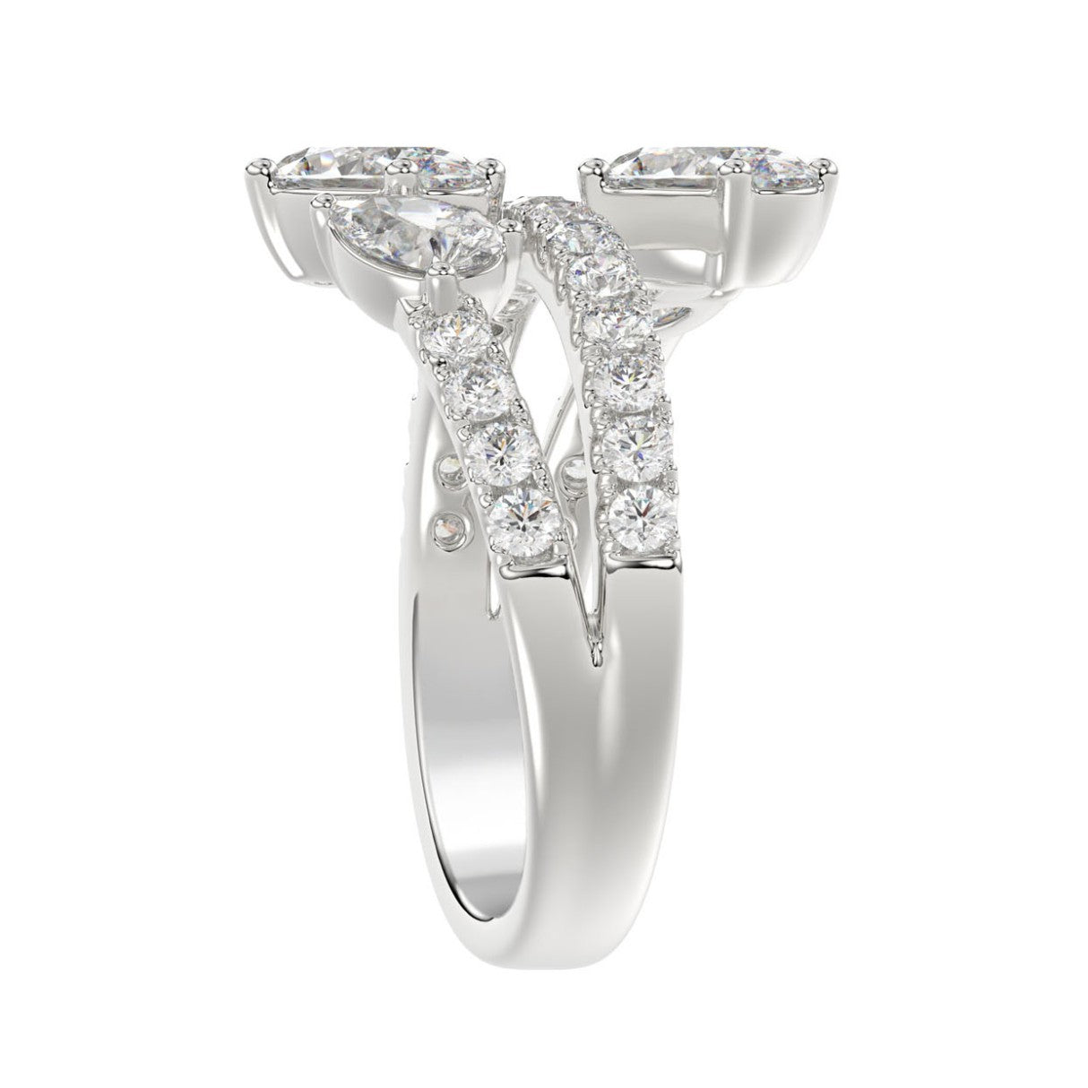 LADIES RING 2.00CT ROUND/OVAL/PEAR DIAMOND 14K WHITE GOLD 