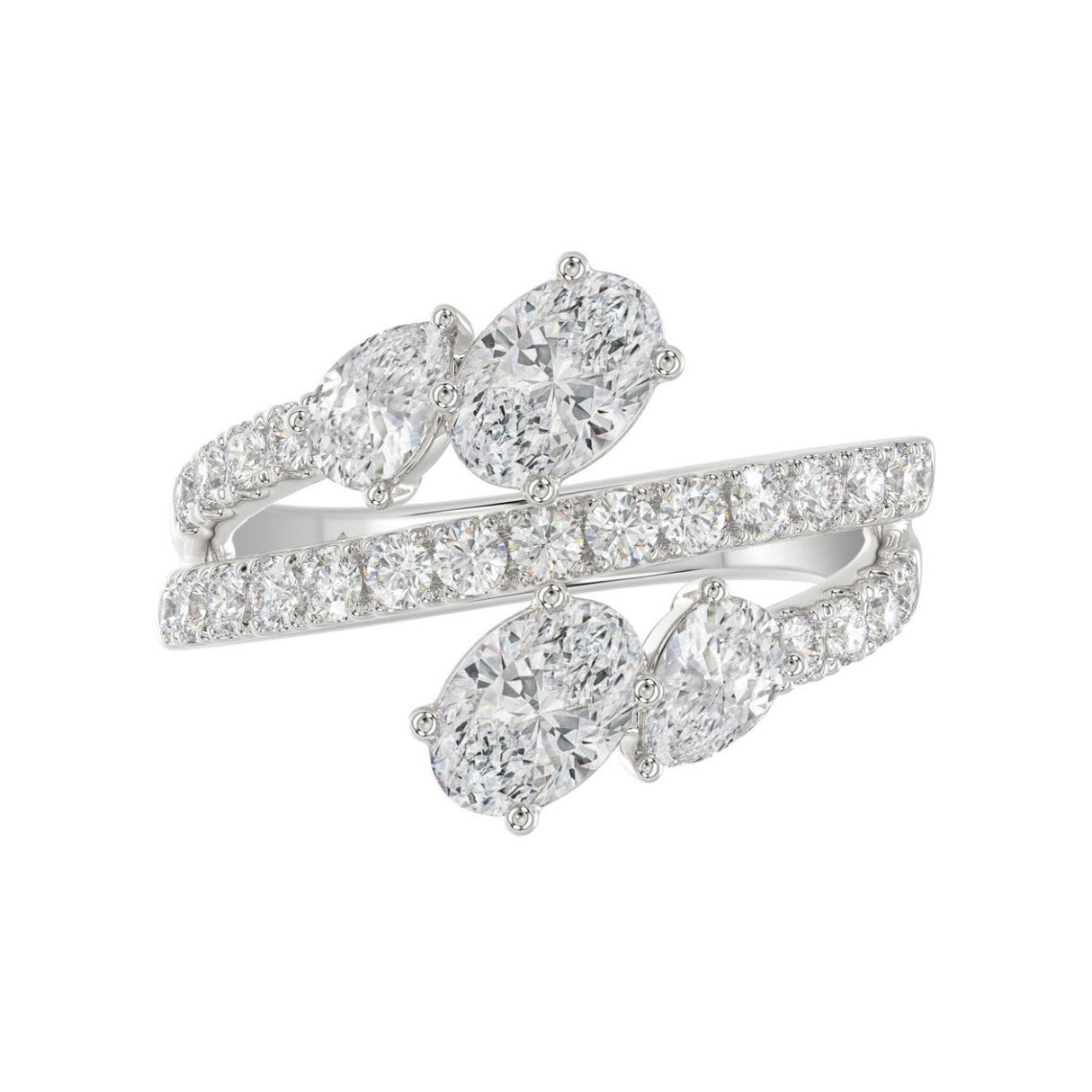 LADIES RING 2.00CT ROUND/OVAL/PEAR DIAMOND 14K WHITE GOLD 