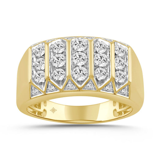 MEN'S RING 1.00CT ROUND DIAMOND 14K YELLOW GOLD 