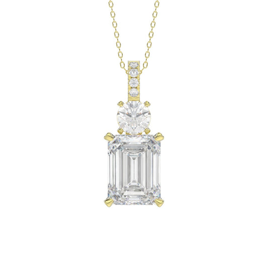 LADIES PENDANT 1 3/4CT ROUND/EMERALD DIAMOND 14K YELLOW GOLD (CENTER STONE EMERALD DIAMOND 1 1/2CT)