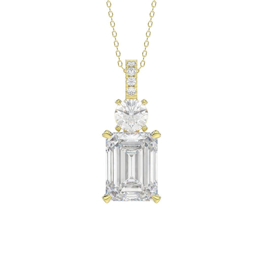 LADIES PENDANT 1 3/4CT ROUND/EMERALD DIAMOND 14K YELLOW GOLD (CENTER STONE EMERALD DIAMOND 1 1/2CT)