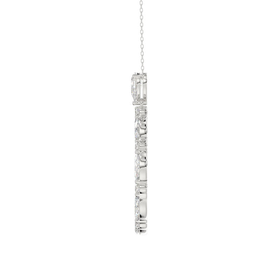 14K WHITE GOLD 2.00CT ROUND/MARQUISE/PEAR DIAMOND LADIES NECKLACE