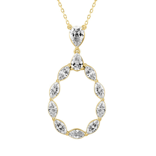LADIES PENDANT WITH CHAIN  2 1/2CT MARQUISE/PEAR DIAMOND 14K YELLOW GOLD