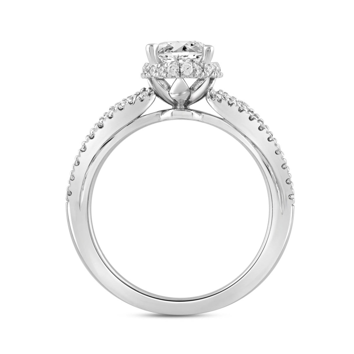 LADIES RING 2 1/2CT ROUND/BAGUETTE/OVAL DIAMOND  14K WHITE GOLD (CENTER STONE OVAL DIAMOND 3.00CT)