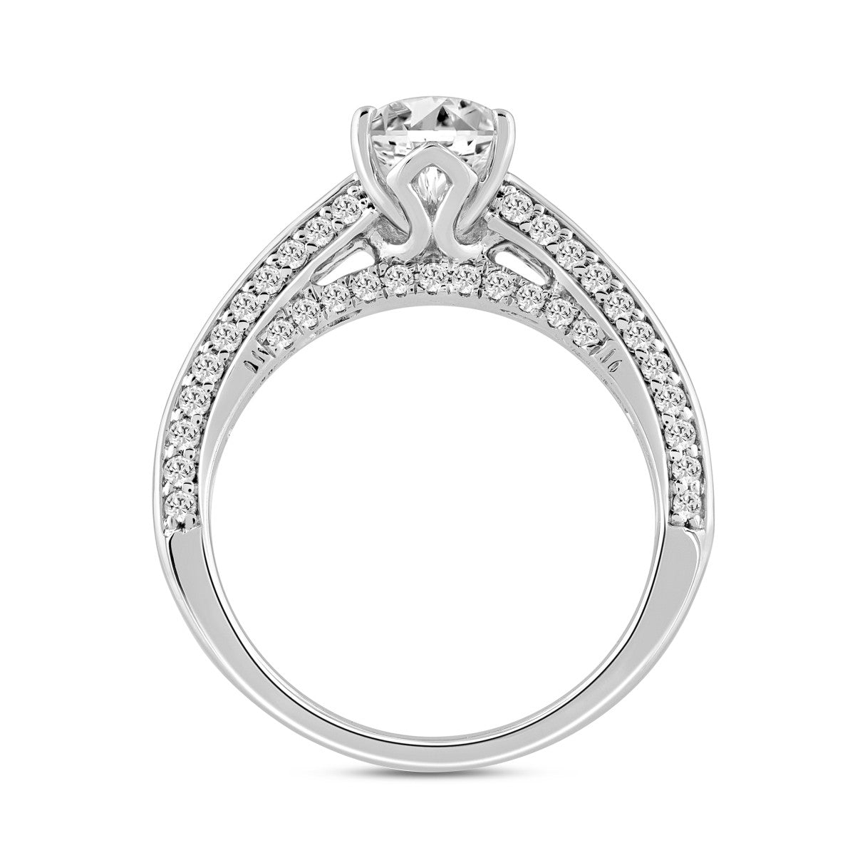 LADIES RING 2 1/2CT ROUND/BAGUETTE/OVAL DIAMOND 14K WHITE GOLD (CENTER STONE OVAL DIAMOND 2.00CT)
