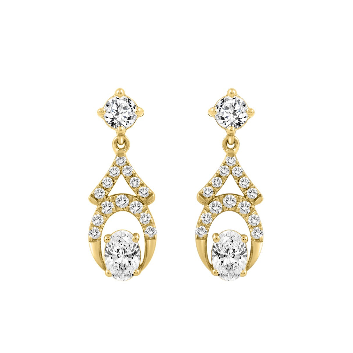 14K YELLOW GOLD 1.00CT ROUND/OVAL DIAMOND LADIES EARRING