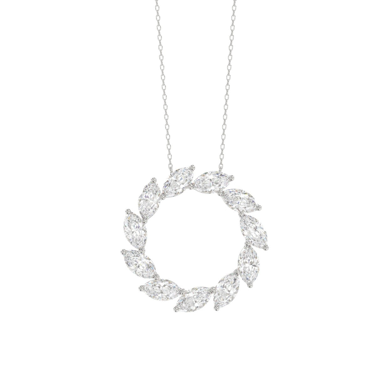 LADIES NECKLACE 1 1/2CT MARQUISE DIAMOND 14K WHITE GOLD 