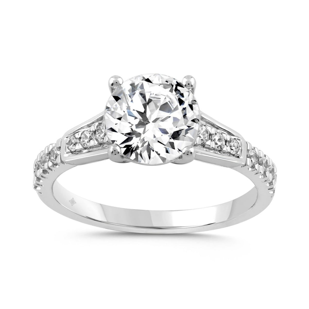 LADIES RING 2 1/4CT ROUND DIAMOND 14K WHITE GOLD (CENTER STONE ROUND DIAMOND 2.00CT)