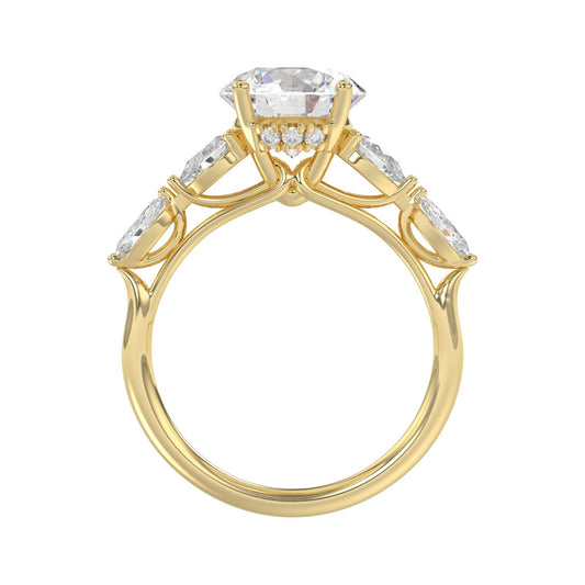LADIES RING 2 1/2CT ROUND/PEAR/MARQUISE DIAMOND 14K YELLOW GOLD (CENTER STONE ROUND DIAMOND 2.00CT)