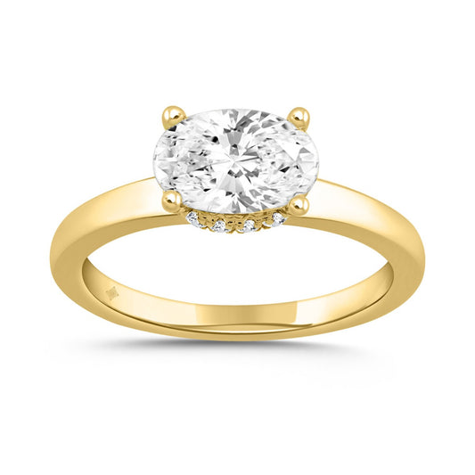 LADIES RING 2 1/6CT ROUND/OVAL DIAMOND 14K YELLOW GOLD (CENTER STONE OVAL DIAMOND 2.00CT)