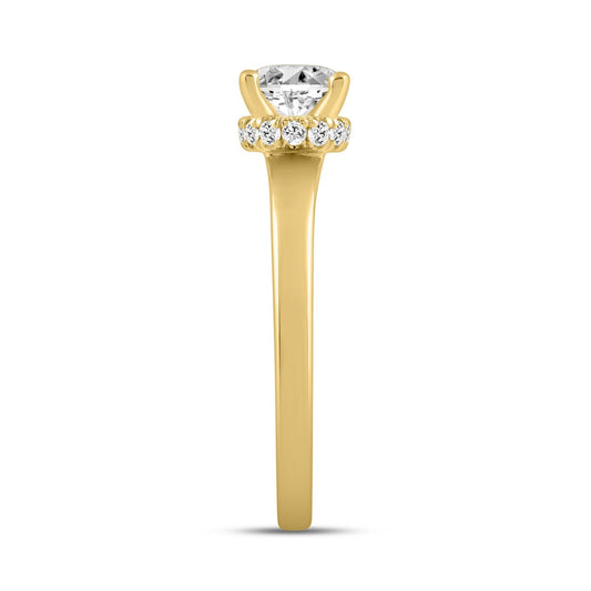 LADIES RING 2 1/6CT ROUND/OVAL DIAMOND 14K YELLOW GOLD (CENTER STONE OVAL DIAMOND 2.00CT)