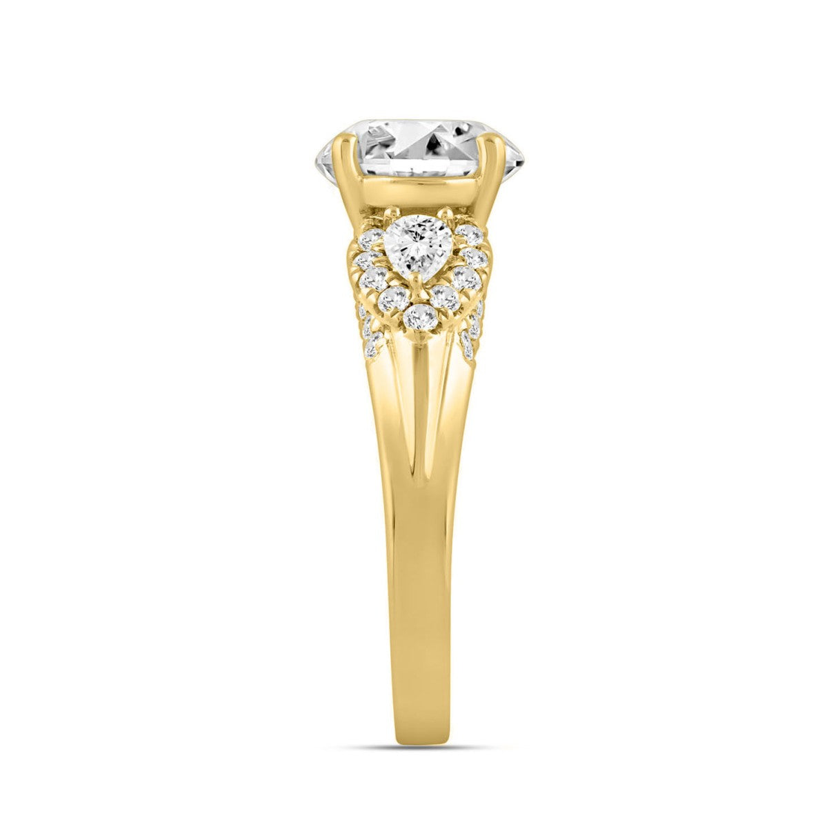 LADIES RING 3 3/4CT ROUND/PEAR/OVAL DIAMOND 14K YELLOW GOLD (CENTER STONE OVAL DIAMOND 3.00CT)