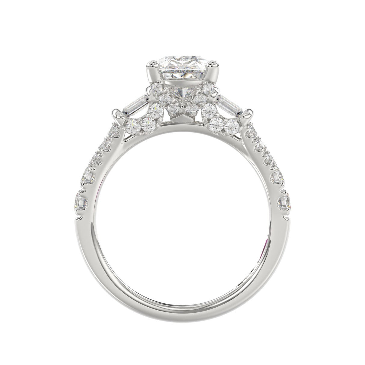 21K PLATINUM LADIES RING 2 3/4CT ROUND/PEAR/BAGUETTE DIAMOND (CENTER STONE PEAR DIAMOND 2CT)