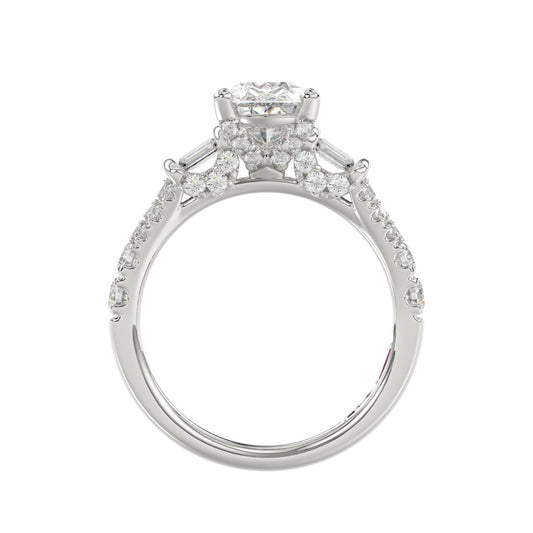 21K PLATINUM LADIES RING 2 3/4CT ROUND/PEAR/BAGUETTE DIAMOND (CENTER STONE PEAR DIAMOND 2CT)