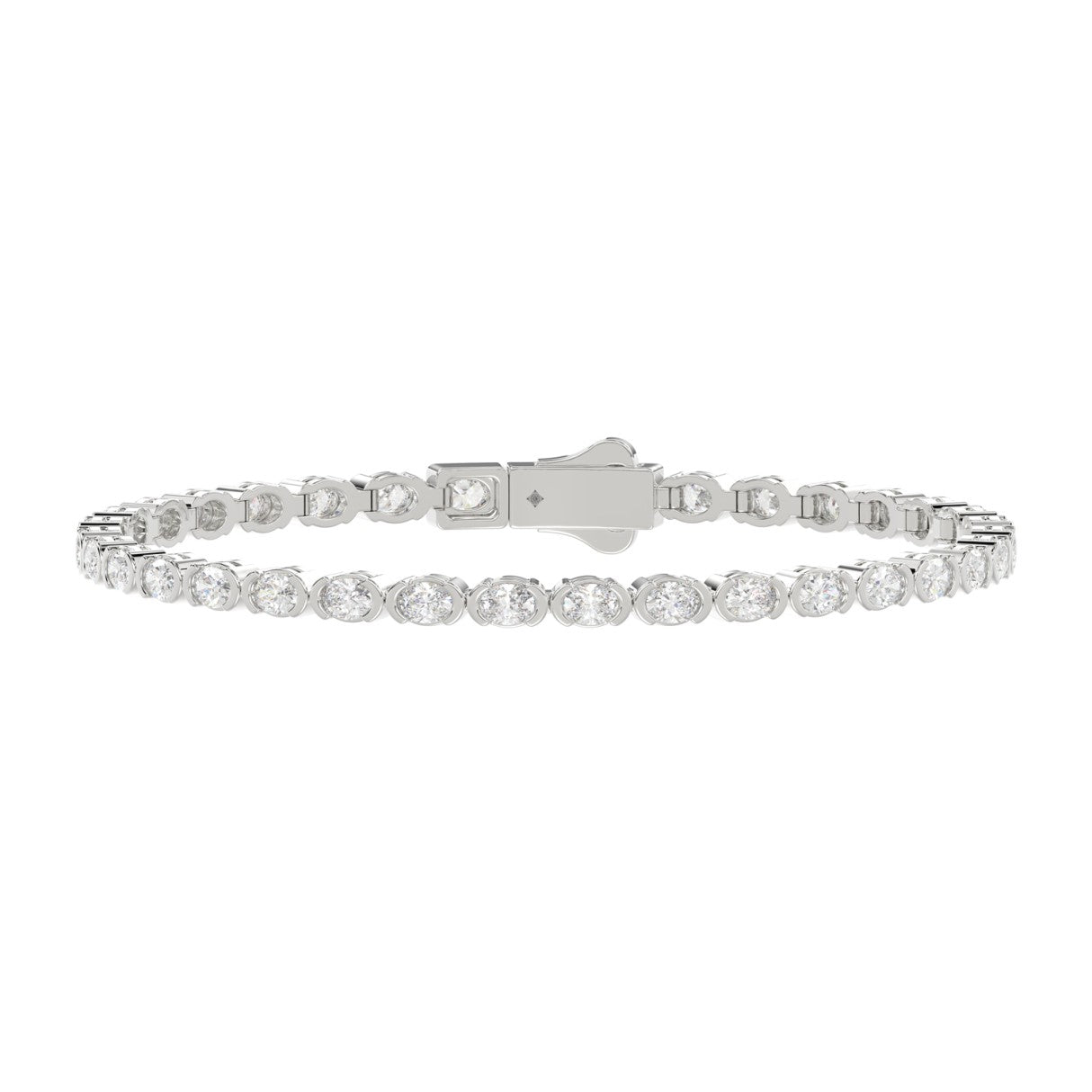 LADIES BRACELET 5.00CT OVAL DIAMOND 14K WHITE GOLD 