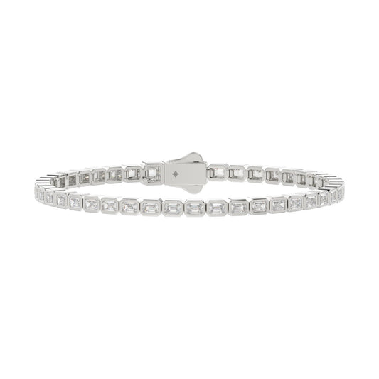 LADIES BRACELET 5.00CT EMERALD DIAMOND 14K WHITE GOLD 
