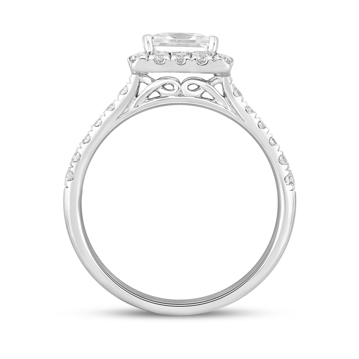 LADIES RING 3/4CT ROUND/PRINCESS DIAMOND 14K WHITE GOLD (CENTER STONE PRINCESS DIAMOND 1/2CT)