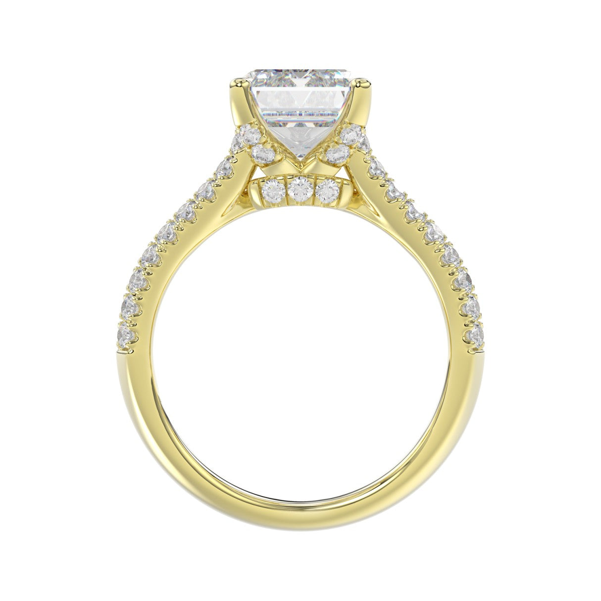14K YELLOW GOLD 1 1/4CT ROUND/BAGUETTE/RADIANT DIAMOND LADIES RING (CENTER STONE RADIANT DIAMOND 4CT)