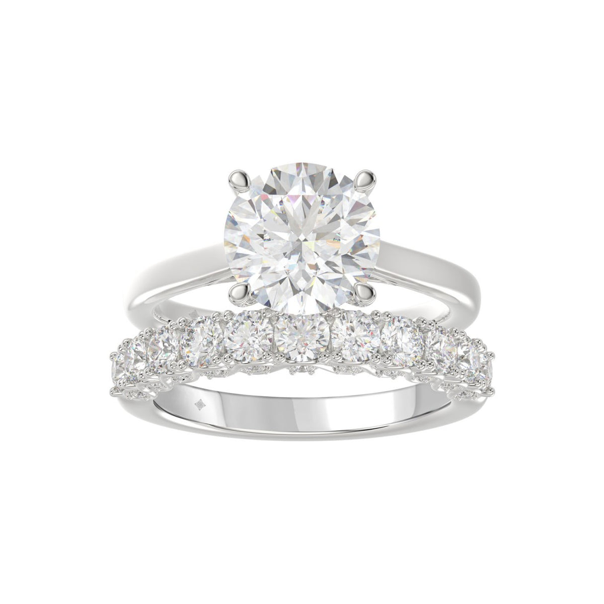 LADIES BRIDAL SET 4.00CT ROUND DIAMOND 14K WHITE GOLD (CENTER STONE ROUND DIAMOND 3.00CT)