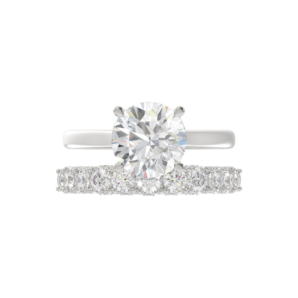 14K WHITE GOLD 4.00CT ROUND DIAMOND LADIES BRIDAL SET (CENTER STONE ROUND DIAMOND 3.00CT)