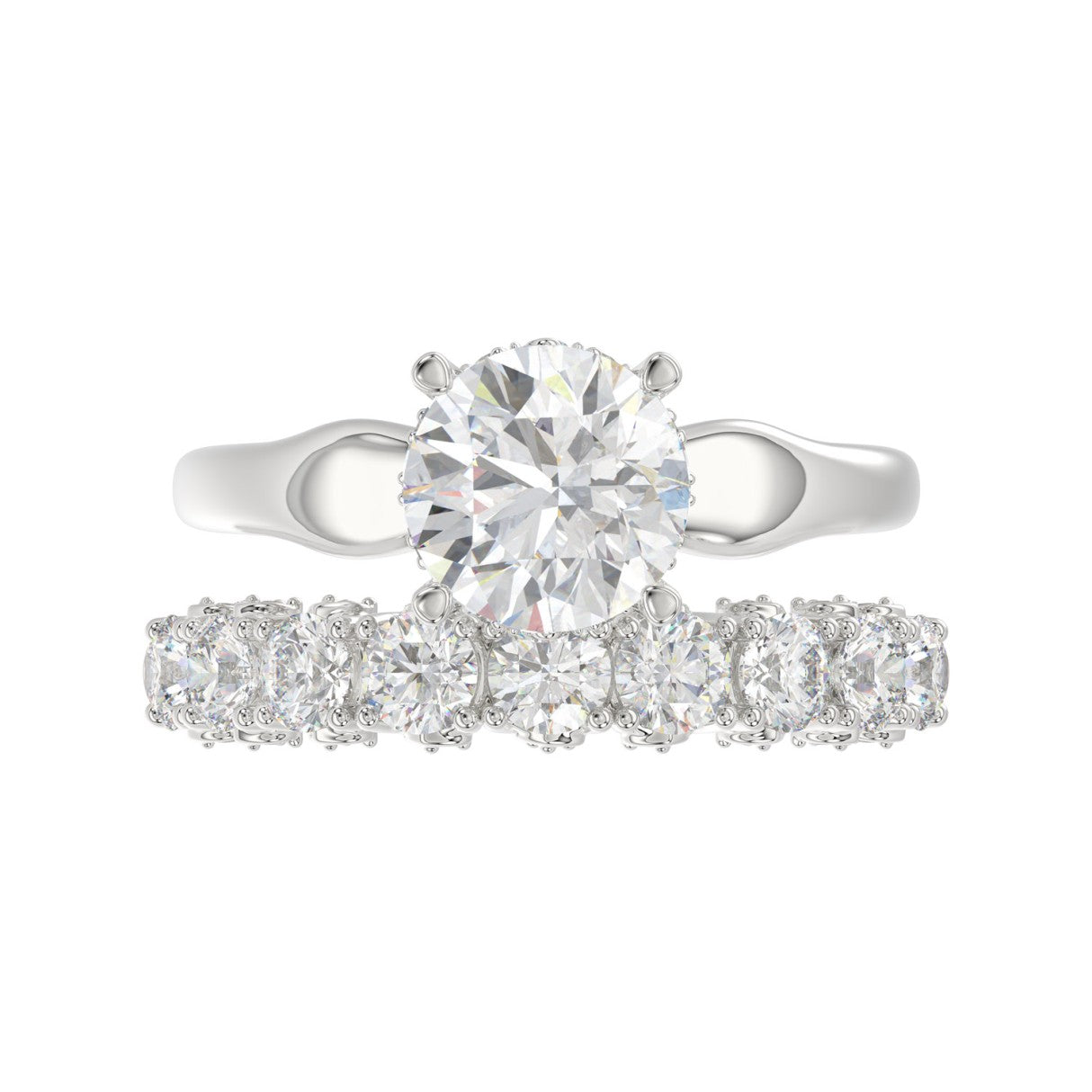 14K WHITE GOLD 3 5/8CT ROUND DIAMOND LADIES BRIDAL SET (CENTER STONE ROUND DIAMOND 2CT)