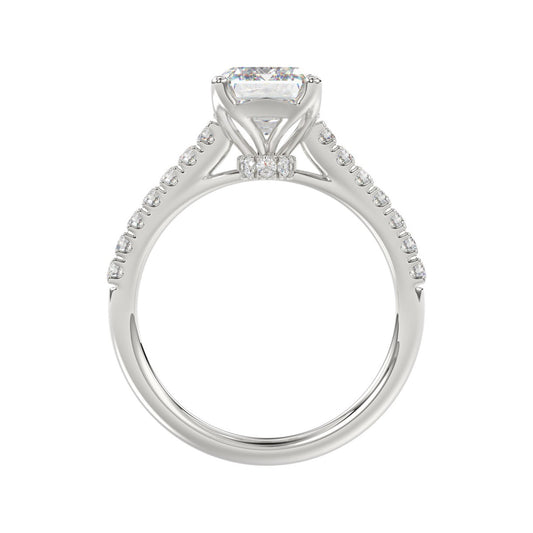 14K WHITE GOLD 5.00CT ROUND/EMERALD DIAMOND LADIES BRIDAL SET (CENTER STONE EMERALD DIAMOND 3.00CT)