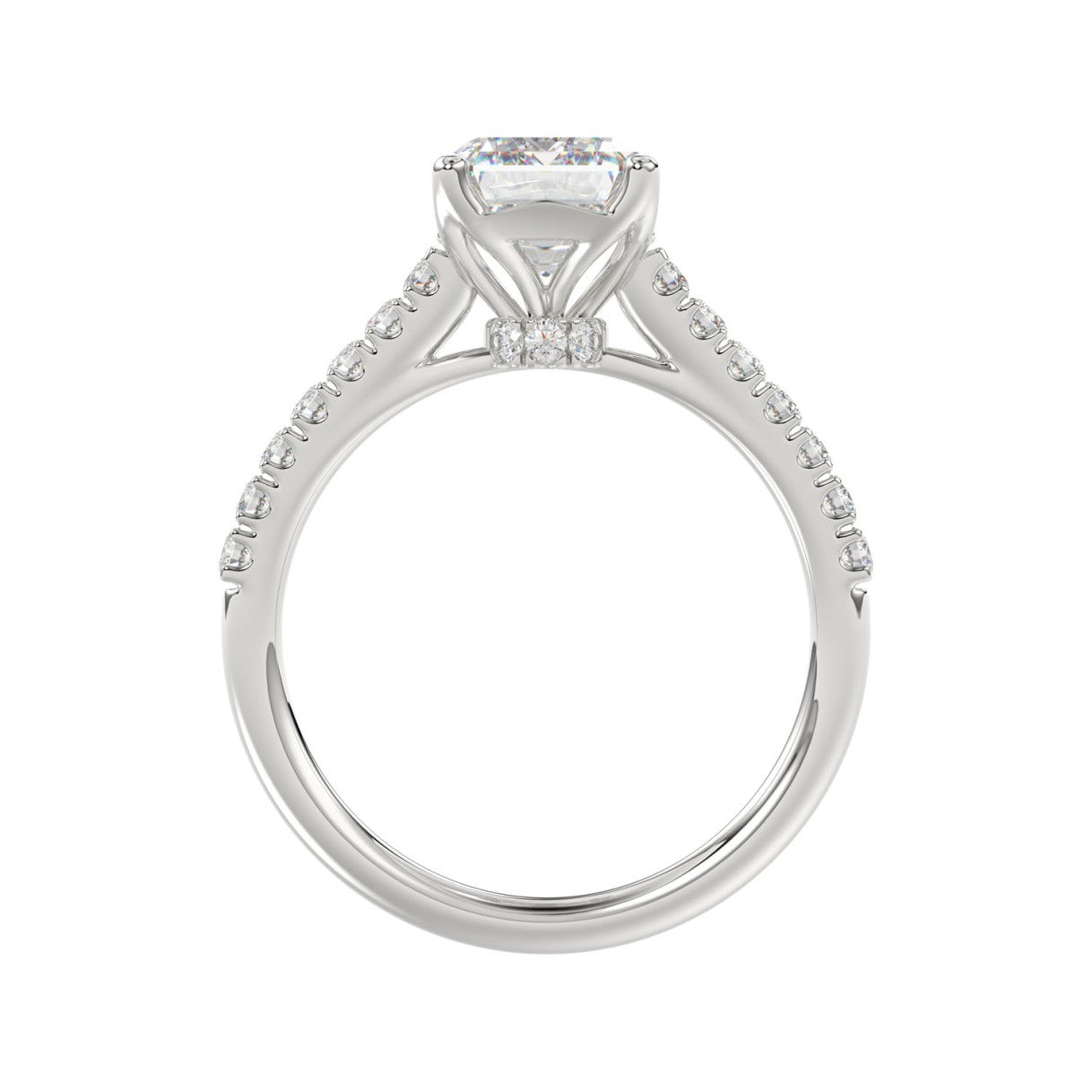 14K WHITE GOLD 5.00CT ROUND/EMERALD DIAMOND LADIES BRIDAL SET (CENTER STONE EMERALD DIAMOND 3.00CT)