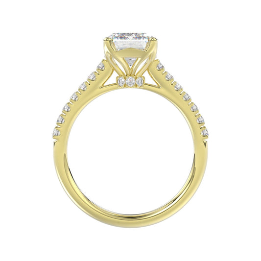 14K YELLOW GOLD 5.00CT ROUND/EMERALD DIAMOND LADIES BRIDAL SET (CENTER STONE EMERALD DIAMOND 3.00CT)