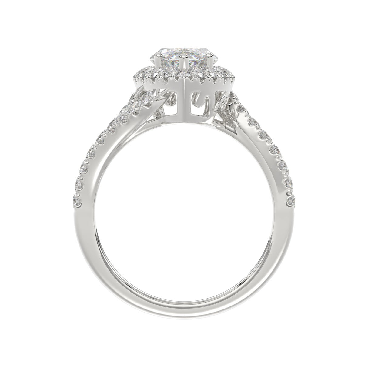 14K WHITE GOLD 2 3/4CT ROUND/MARQUISE DIAMOND LADIES RING (CENTER STONE MARQUISE DIAMOND 2CT)
