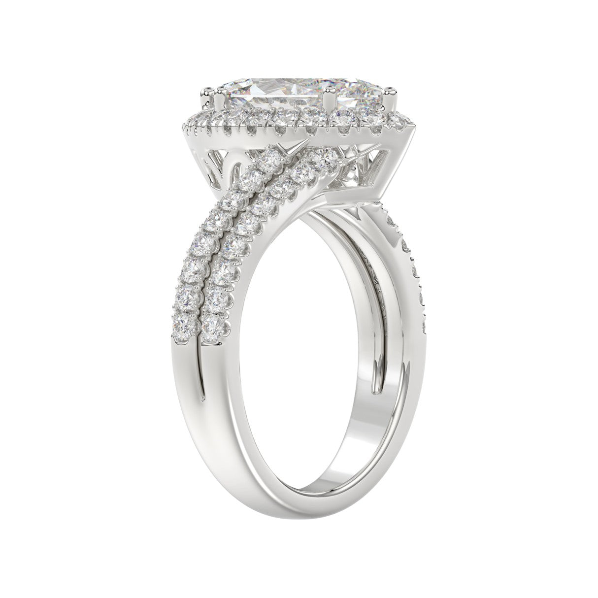 14K WHITE GOLD 2 3/4CT ROUND/MARQUISE DIAMOND LADIES RING (CENTER STONE MARQUISE DIAMOND 2CT)
