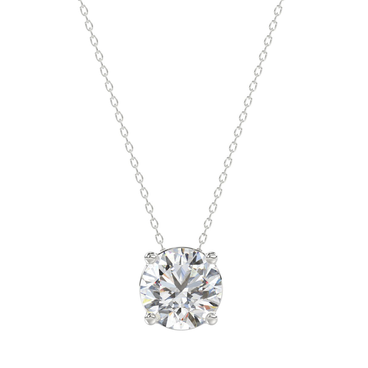 LADIES SOLITAIRE PENDANT WITH UNDER-PASS CHAIN 1 1/2CT ROUND DIAMOND 14K WHITE GOLD 
