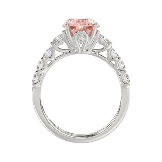 ETERNAL BLUSH COLLECTION 14K WHITE GOLD 4 3/4CT ROUND/RADIANT DIAMOND PINK OVAL  DIAMOND LADIES RING (CENTER STONE PINK OVAL DIAMOND 3.00CT)