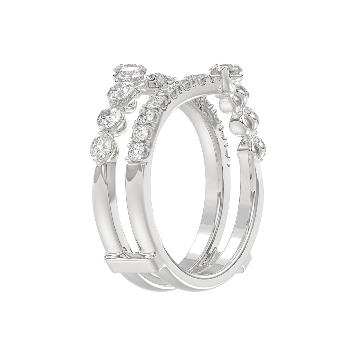 14K WHITE GOLD 1.00CT ROUND DIAMOND LADIES WRAP RING