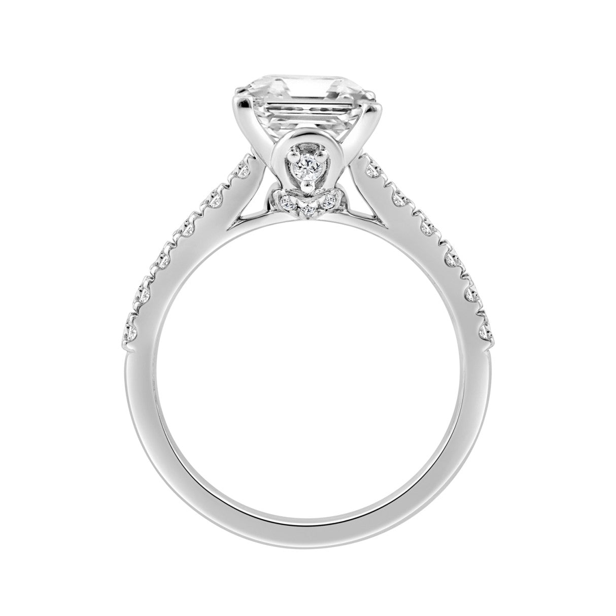 14K WHITE GOLD 2 1/2CT ROUND/CUSHION DIAMOND LADIES RING (CENTER STONE CUSHION DIAMOND 2CT)
