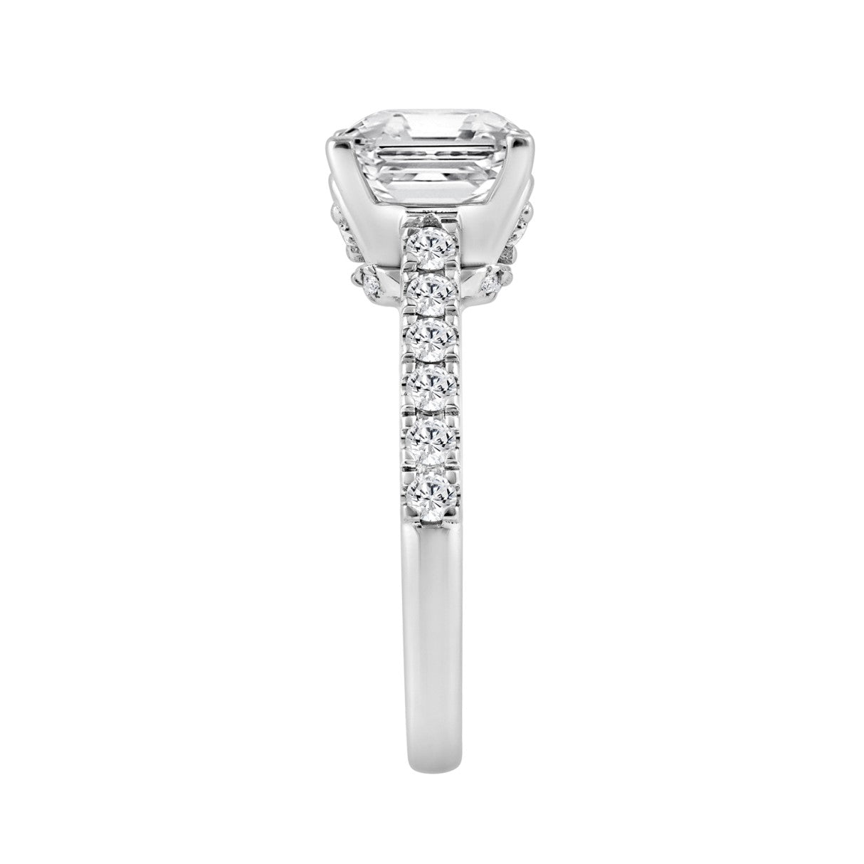 14K WHITE GOLD 2 1/2CT ROUND/CUSHION DIAMOND LADIES RING (CENTER STONE CUSHION DIAMOND 2CT)