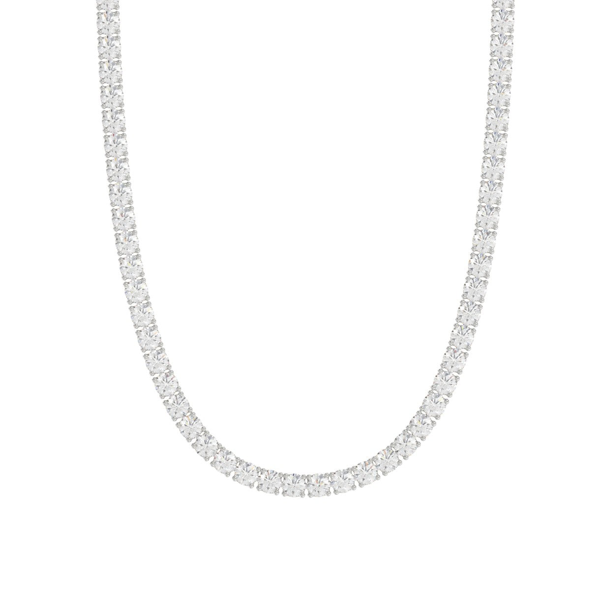 14K WHITE GOLD 4.00CT 16" ROUND DIAMOND LADIES TENNIS NECKLACE