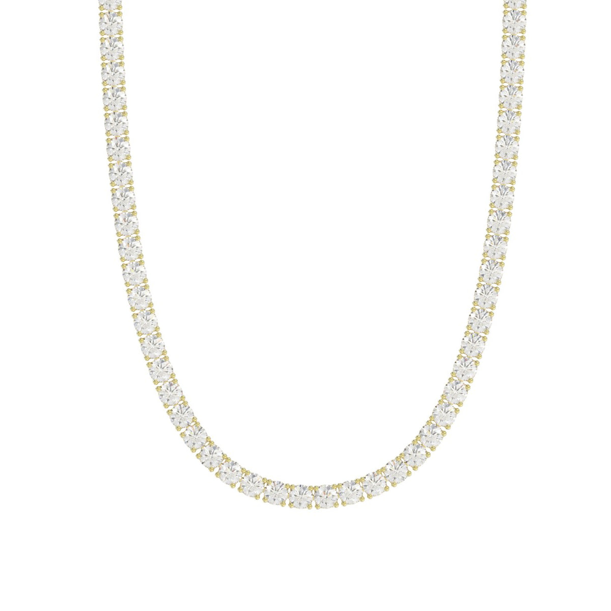 14K YELLOW GOLD 4 3/4CT 18" ROUND DIAMOND LADIES TENNIS NECKLACE