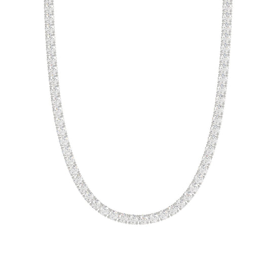 14K WHITE GOLD 7 3/4CT 18" ROUND DIAMOND LADIES TENNIS NECKLACE