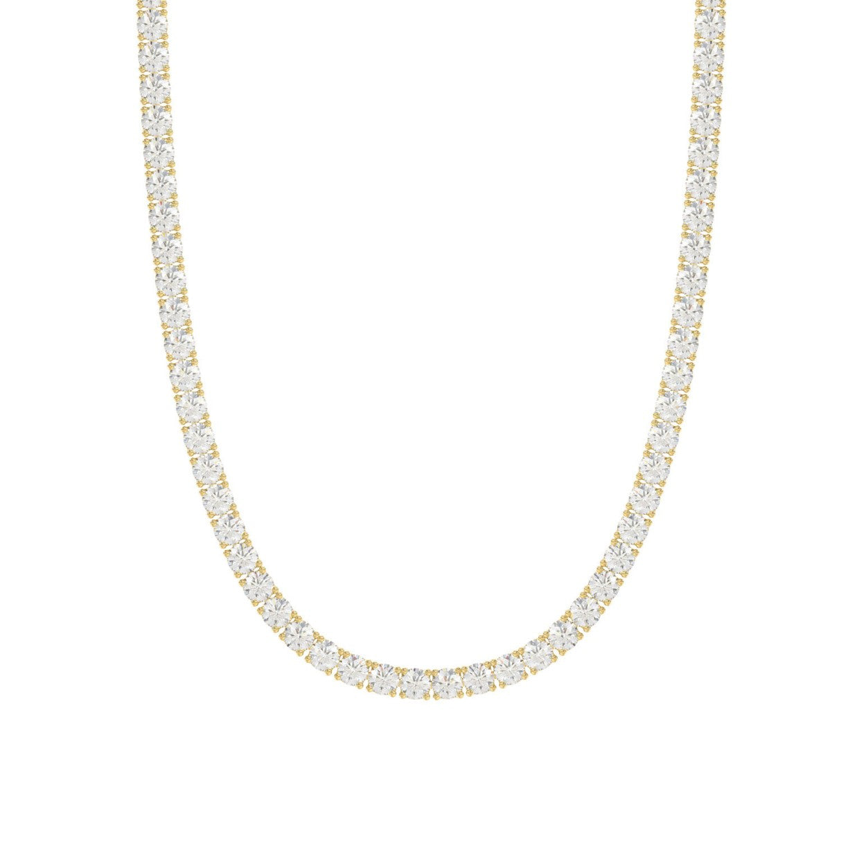 14K YELLOW GOLD 7 3/4CT 18" ROUND DIAMOND LADIES TENNIS NECKLACE